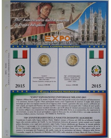 2 EURO COMMEMORATIVI ITALIA 2015 DANTE/EXPO