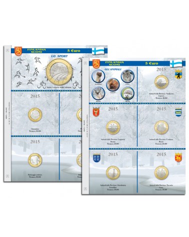5 € Finlandia -  Conf. 2 fg.-  sport - animali 2015