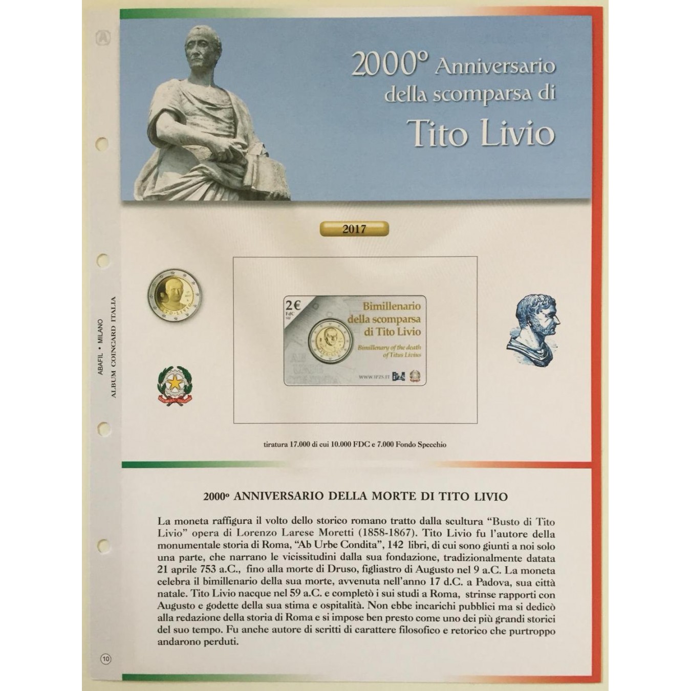 AGG. 2€ ITALIA COIN CARD 2017 TITO LIVIO
