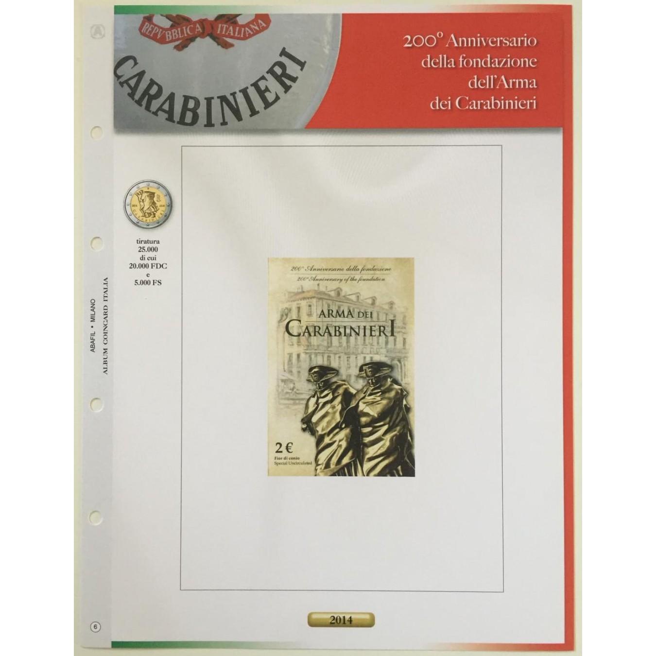 AGG. 2€ ITALIA COIN CARD 2014 CARABINIERI