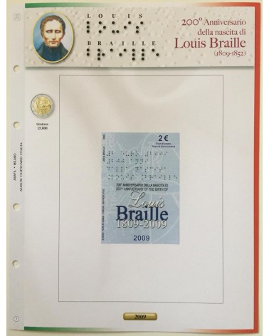 2 EURO COINCARD ITALIA 2009 - LOUIS BRAILLE