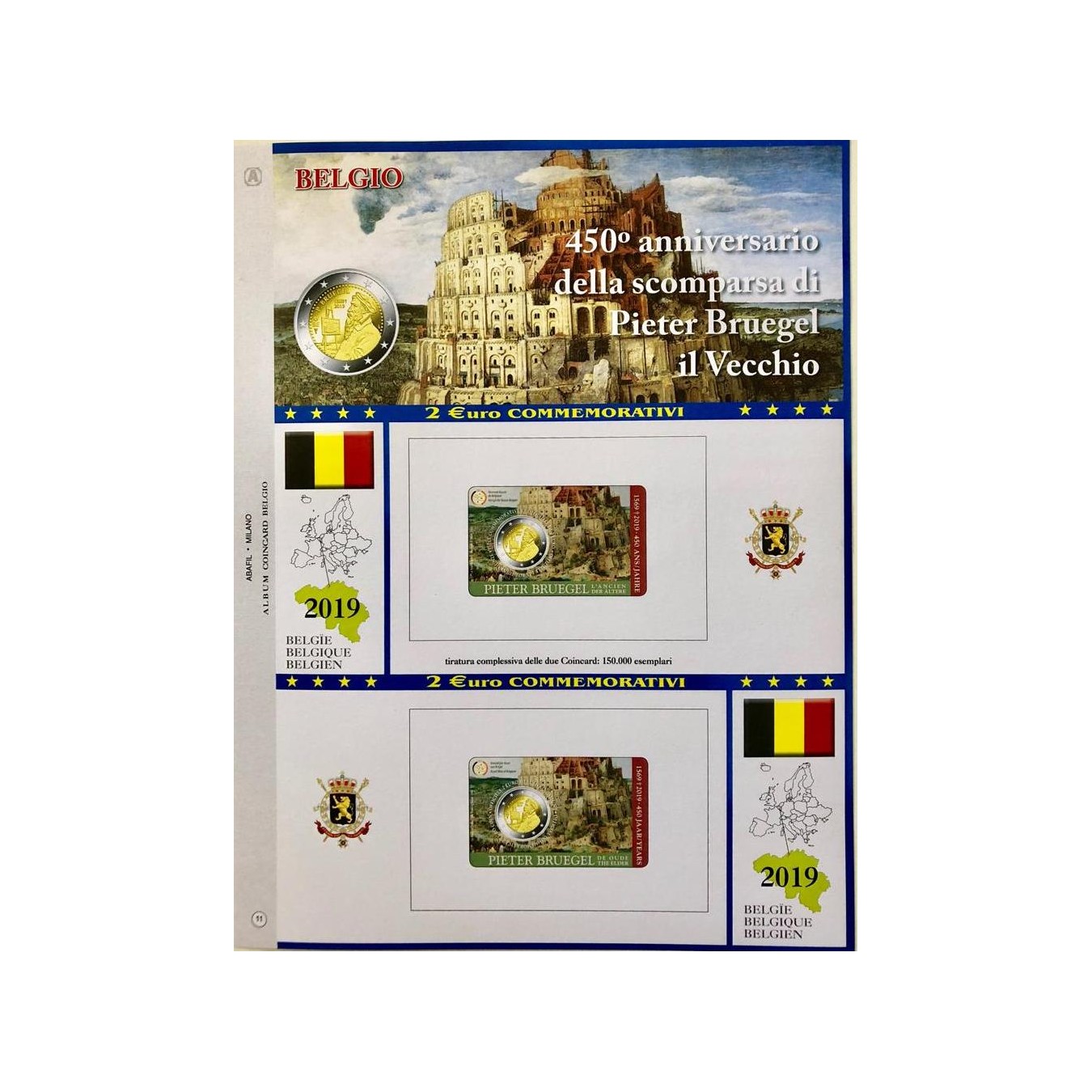 2 € AGGIORNAMENTO DOUBLE BLISTER BELGIO 2019 PIETER BRUEGEL