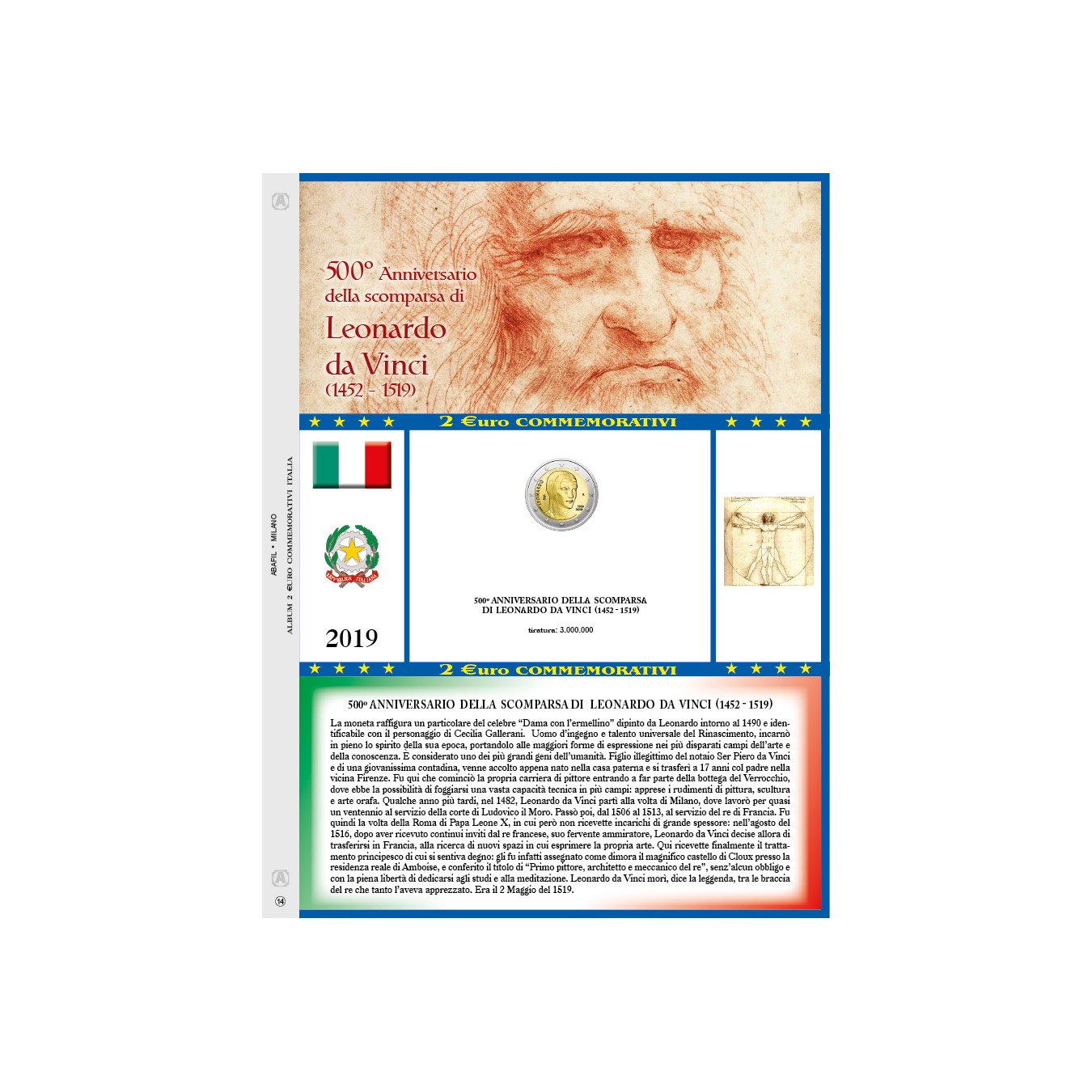 AGG. ITALIA 2€ COMM. 2019 LEONARDO DA VINCI