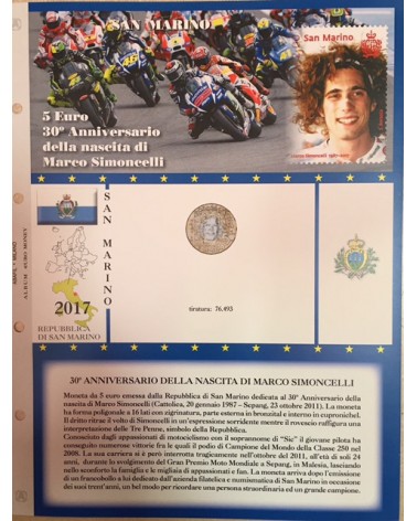 AGGIORNAMENTO SAN MARINO 5€ COMMEMORATIVI  2017 SIMONCELLI