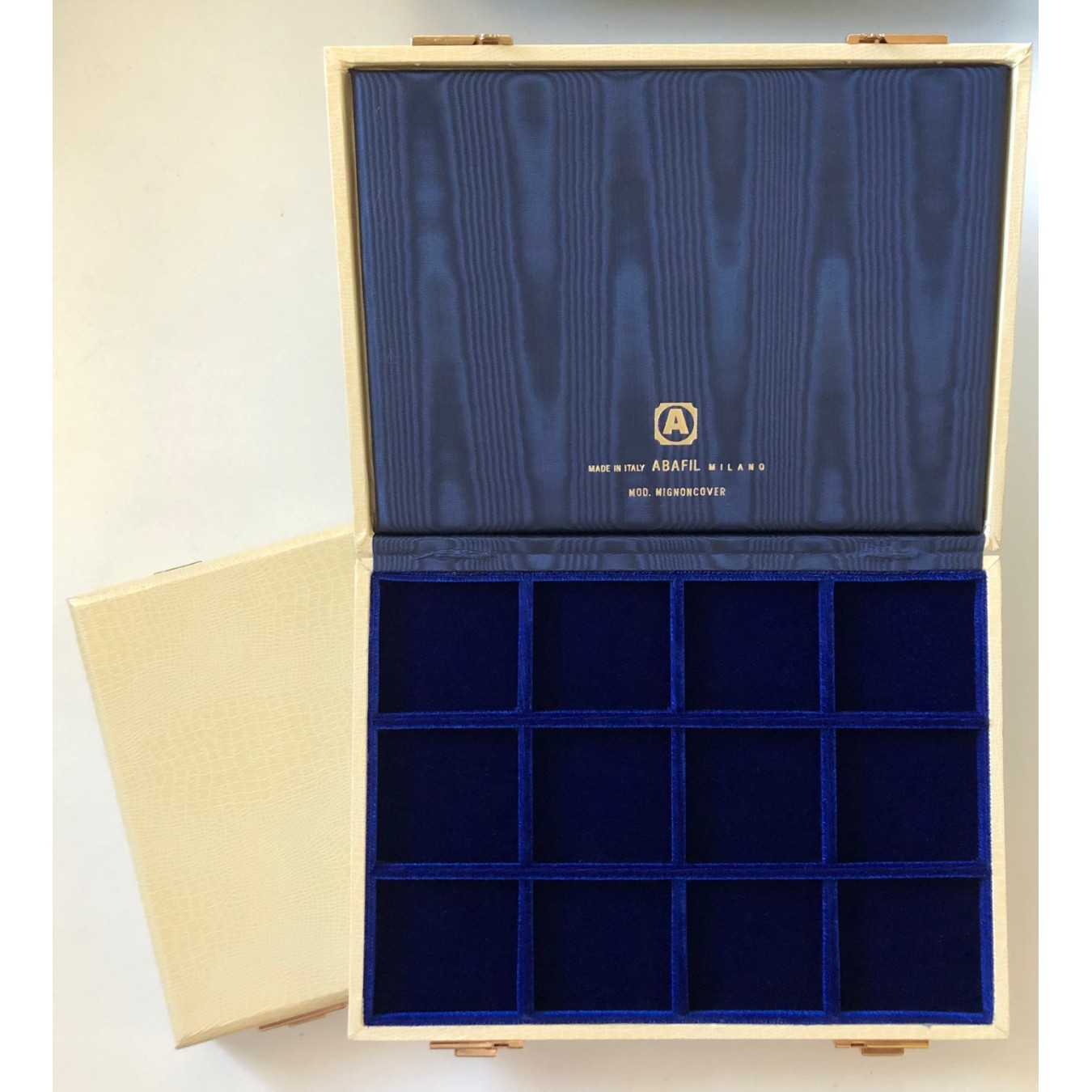 MIGNON COVER LIMITED EDITION RETTILE CREMA VELL. BLU 12 CASELLE