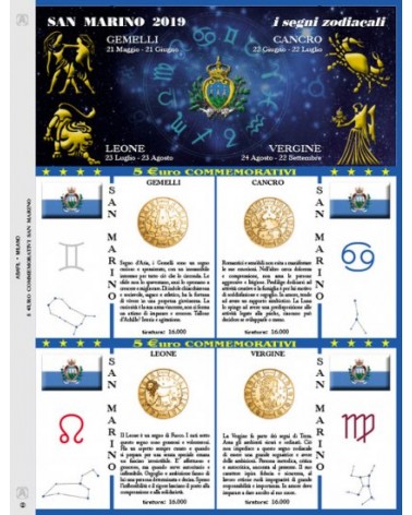 AGGIORNAMENTO SAN MARINO 5€ SAN MARINO ZODIACO  2019 - GEMELLI,CANCRO