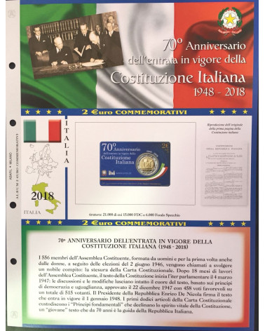 2 EURO COINCARD ITALIA 2018 - COSTITUZIONE ITALIANA