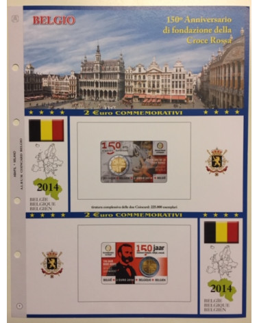2€ COMMEMORATIVI blister DOPPIO Belgio 2014 - croce rossa