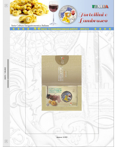 5 EURO COMMEMORATIVI COINCARD ITALIA 2021 - Tortellini e Lambrusco