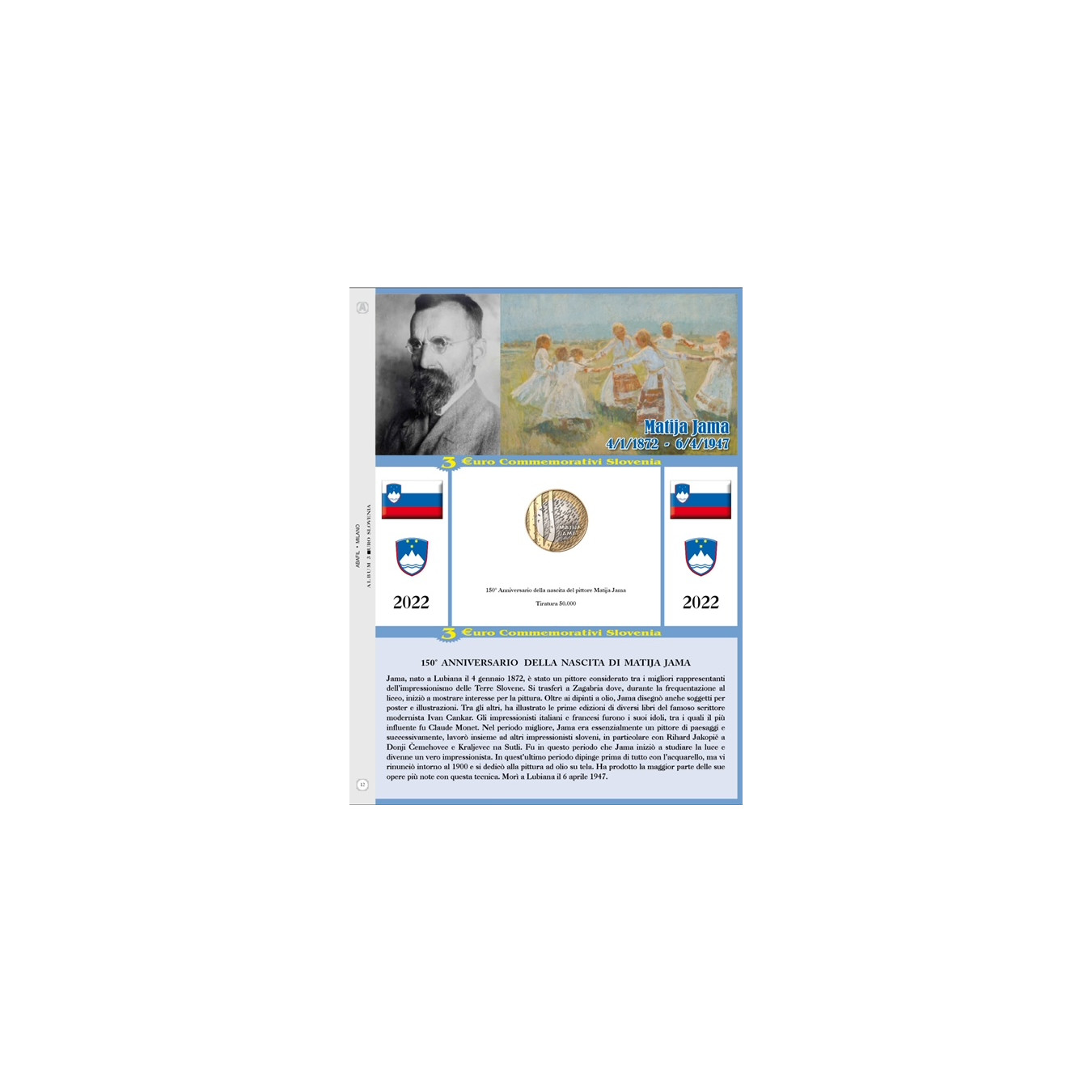 update 3€ Sloveny 2022 painter Matija Jama