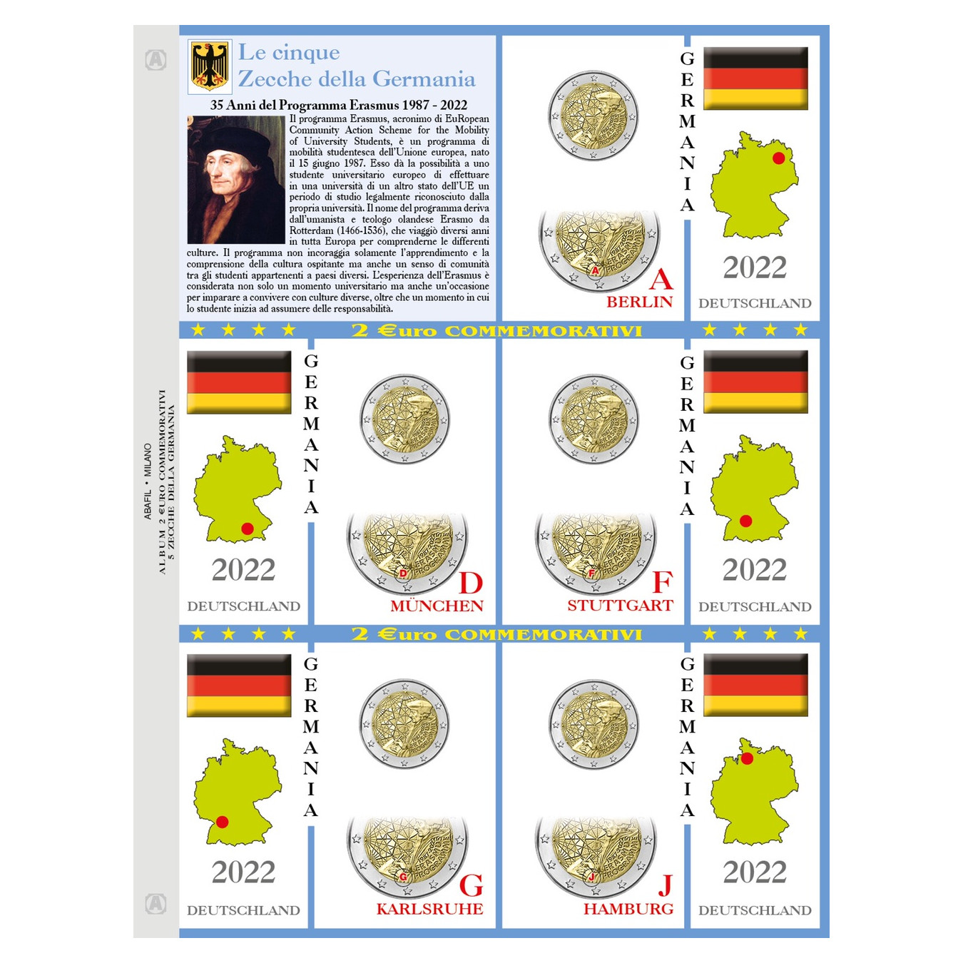 2€ of 5 mints of Germany 2022 Erasmus Program