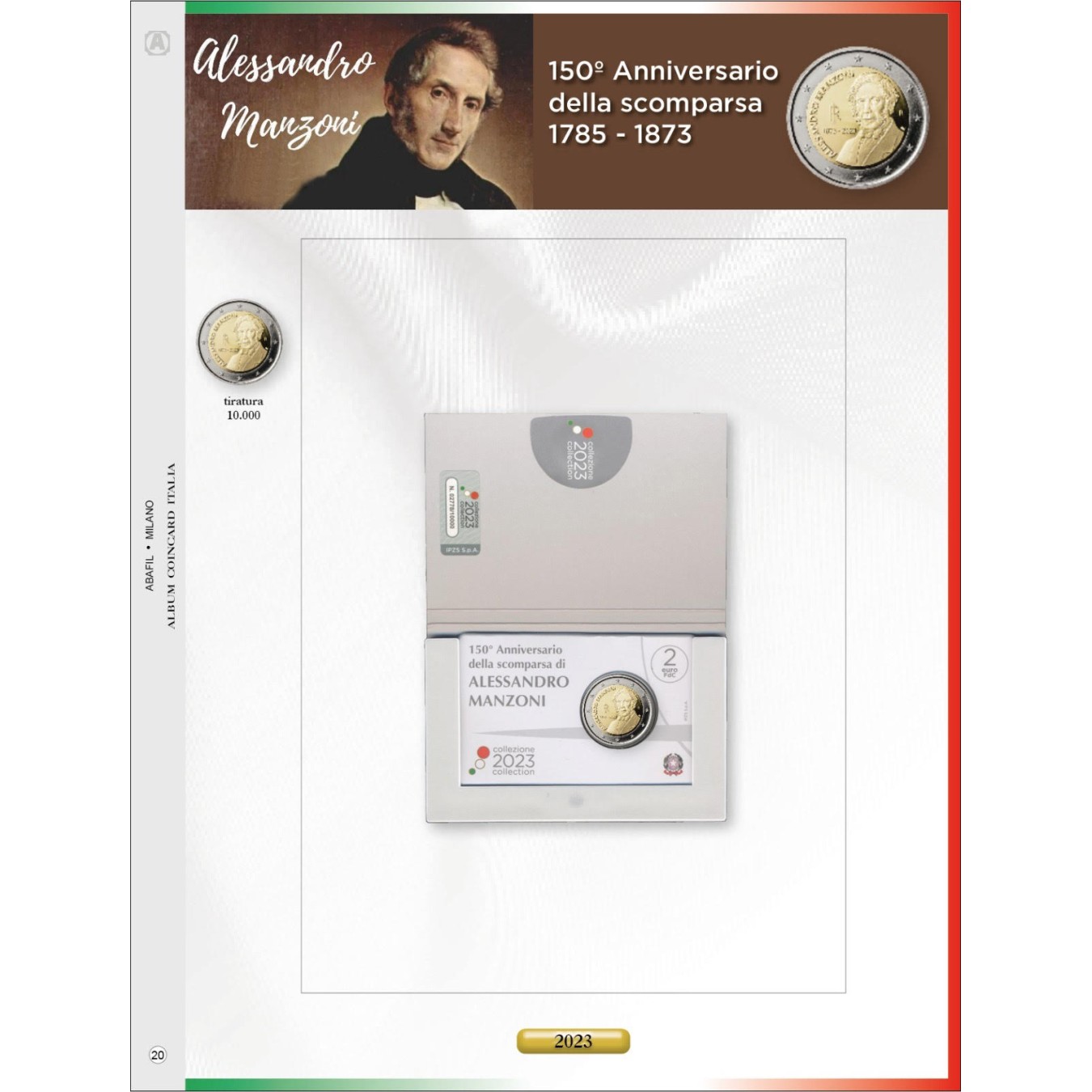 Update 2€ comm. coin card  Italy 2023 - MANZONI