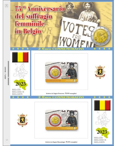 2€ COMMEMORATIVI Blister DOPPIO 2023 BELGIO - 75a ANN. SUFFRAGIO FEMMINILE