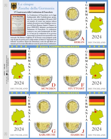 AGGIORNAMENTO FOGLIO 2 EURO 5 zecche Germania 2024 - Costituzione di Francoforte