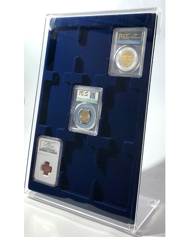 Espositore in Plexiglass standard verticale per slab blu