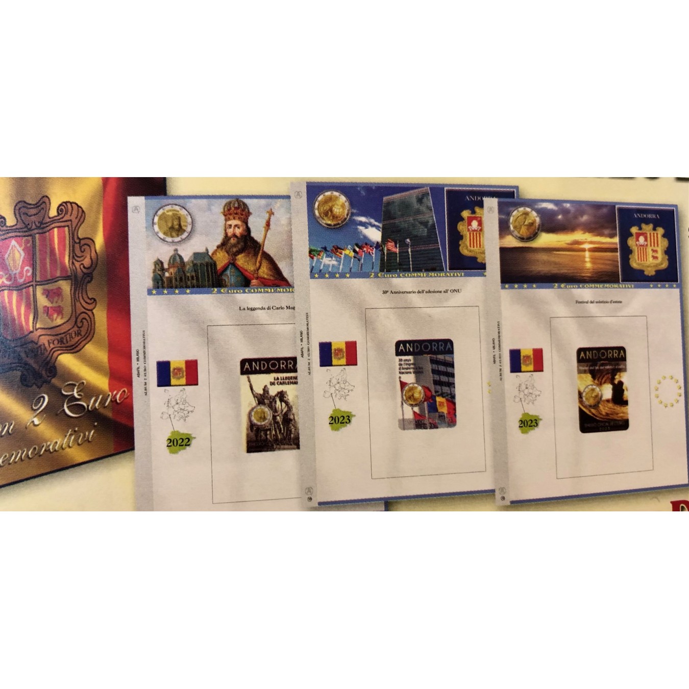 BLOCCO FOGLI 2 EURO COMMEMORATIVI ANDORRA 2014/2019