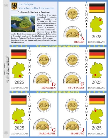 FOGLIO 2 EURO 5 zecche Germania 2025 - Presidenza del Saarland al Bundesrat