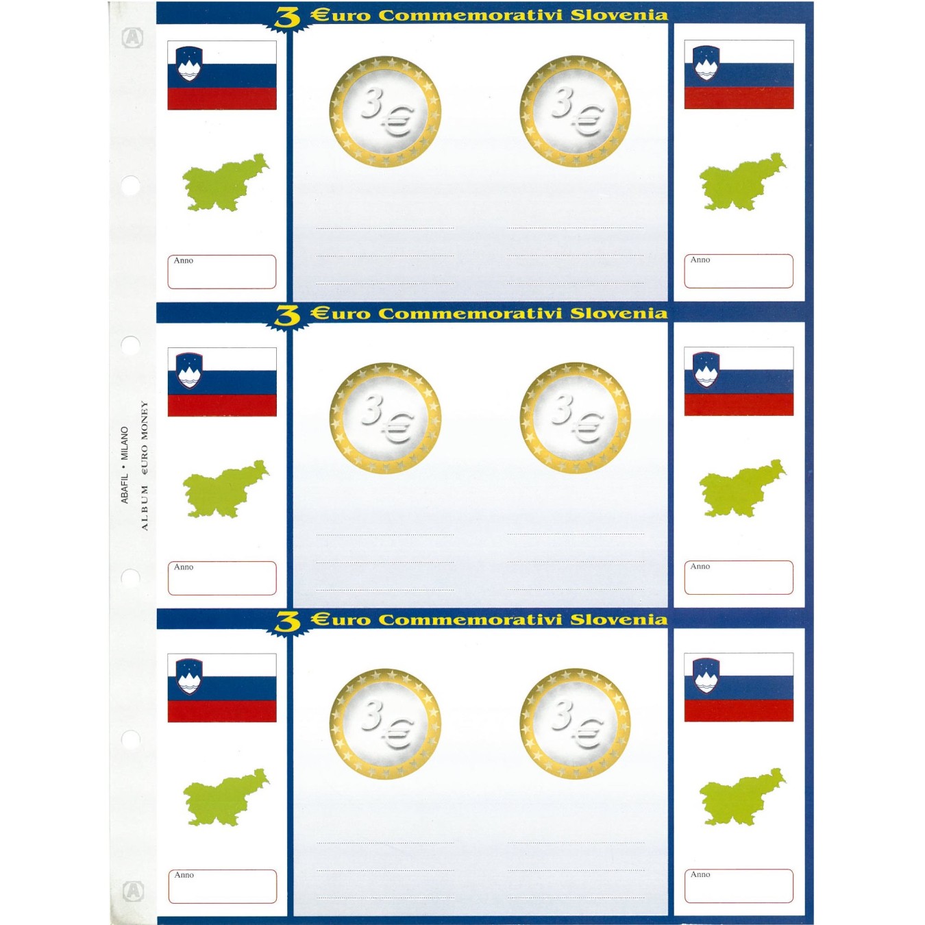 3€ Slovenia - conf. 1 foglio generico