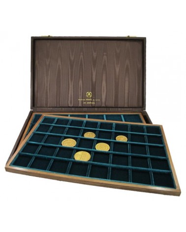 Astuccio Minidiplomat completo con Ripiani legno/velluto verde