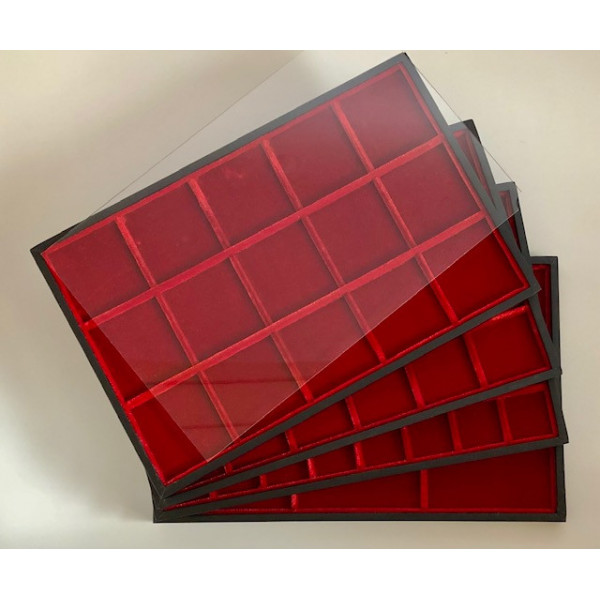 Red classic velvet trays for tags